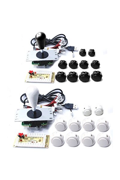 Choice 2P white black Copy SANWA Game Machine Arcade Console DIY Kit 8 Way Joystick Push Buttons For PC Ras