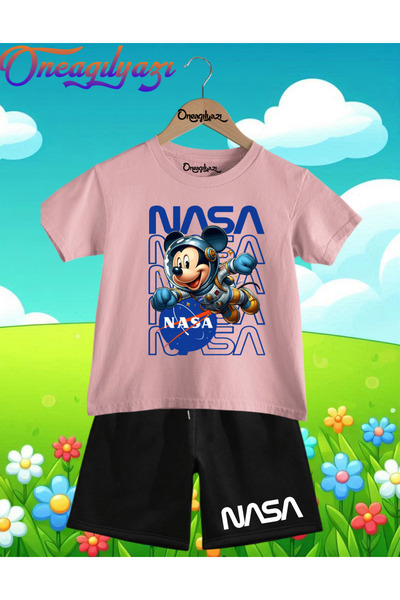 oneagılyazı NASA MIKEJ B Štampano O Oversize kroj Dječje šortseve T T-shirt Set