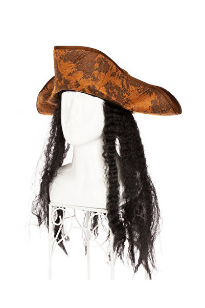 samur parti parti aksesuar & kostüm Siyah Saçlı Kaptan Korsan Şapkası