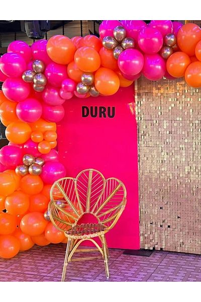 Çemrek Süs Parti Pink Orange Chrome Balloon Chain Set of 100