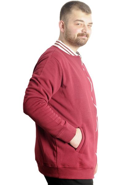 ModeXL Ανδρικό κολεγιακό παλτό Mode XL Plus Size Super 22614 Βουργουνδίας