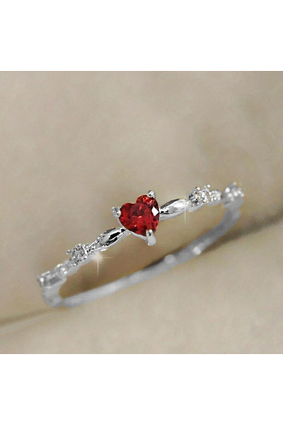 Choice 10 خواتم خطوبة Q448 من Huitan بتصميم رائع باللون الأحمر من الزركونيوم ...