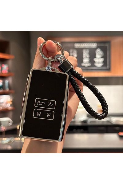 Choice black Key Fob Cover with Keychain Lanyard for Renault Captur, Koleos, Kadjar, Arkana, Megane, Dacia