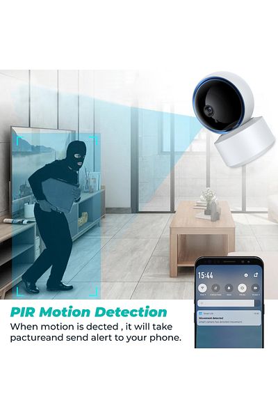 PEGATAH كاميرا Tuya 1080p مزودة بخاصية Wifi وكاميرا مراقبة الأطفال بزاوية 360 درجة مع كشف الحركة وصوت ثنائي الاتجاه ورؤية ليلية