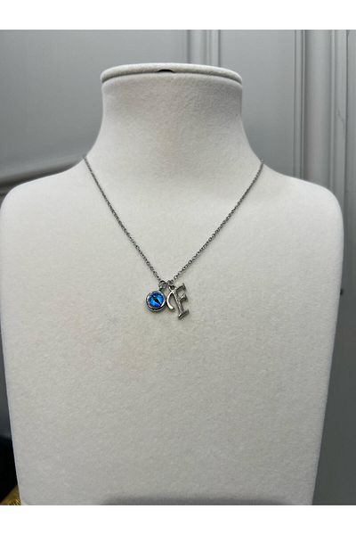 Store F Letter Necklace - Evil Eye Beaded Letter and Chain Pattern