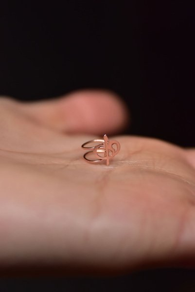 Papatya Silver 925 Ayar Gümüş Rose Kaplama Elif Vav Kıkırdak Küpe
