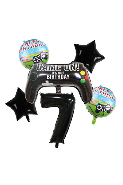Choice مجموعة أخرى من 7 بالونات ألعاب Gamepad مع بالون رقم أسود لتزيين حفلات ...