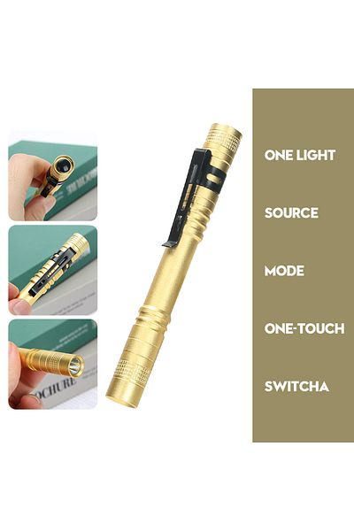 Choice Gold Mini Portable LED Pen Light Pocket Ultra Bright High Lumens Handheld Flashlight Linterna Torch