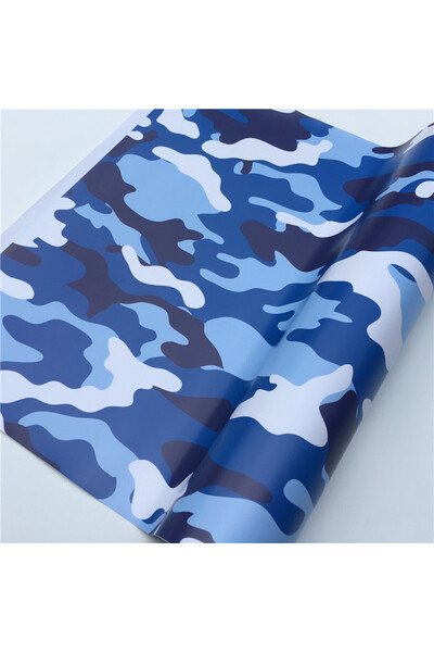 Choice فيلم لفّ سيارات من الفينيل بنمط تمويه أزرق، ثلج قطبي، أسود، مقاس 30×15...