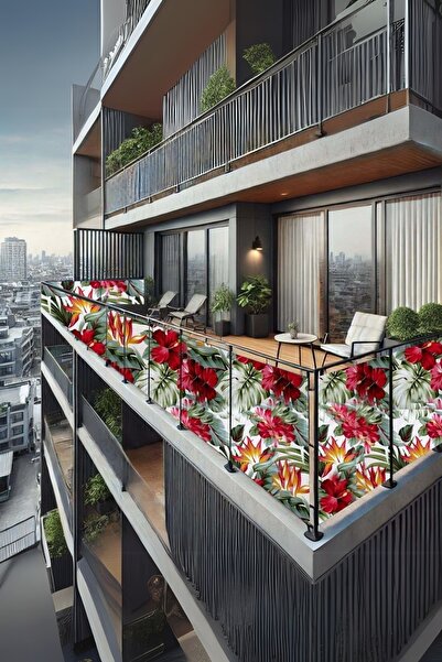 sizenelazım 70cm x 2.5m  Orkide  Balkon Bahçe Çit Brandası  Su İtici, UV Koru...
