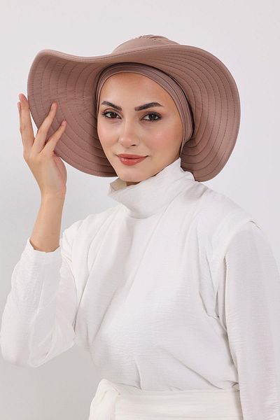 Aisha's Design عمامة بونيه من القطن الممشط قابلة للإزالة مع قبعة فيونكة في الخلف، S-4