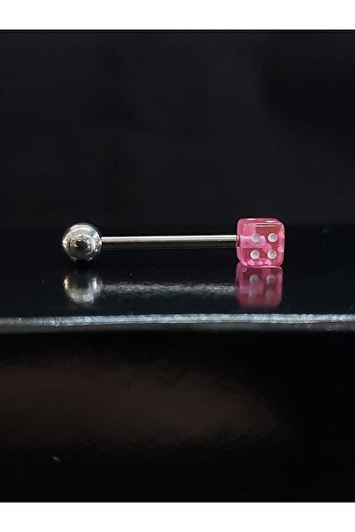 sarıyer silver Zar Model Pembe Renkli Dil Dudak Göbek Kaş Piercing Çelik Zar Piercing