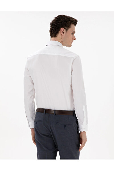 Pierre Cardin PİERRE CARDİN SLİM FİT DOKUMA SATEN KUMAŞ % 100 PAMUK BEYAZ GÖMLEK
