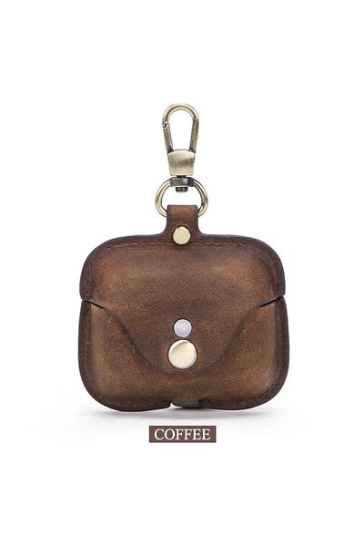 CONTACTS FAMILY airpods case Coffee for  pro Luxury Genuine Leather Case For Apple Airpods Pro  Airpods 2 / 1 Wirele