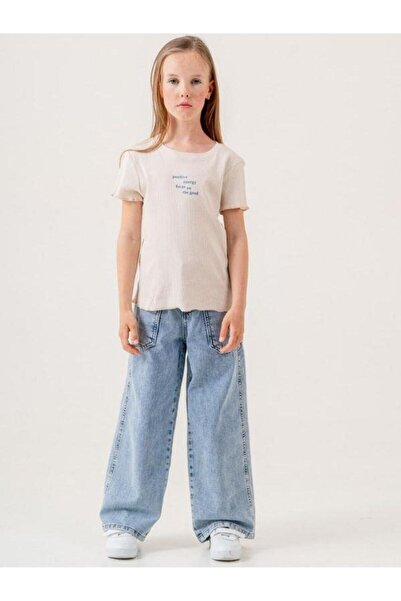 Zekids Pantaloni largi pentru fete cu talie elastică și buzunare