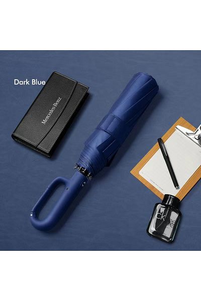 Choice Navy Blue Ring Buckle Design 20 Rib Fully Automatic Umbrella for Men Folding Extra Large Strong Stro