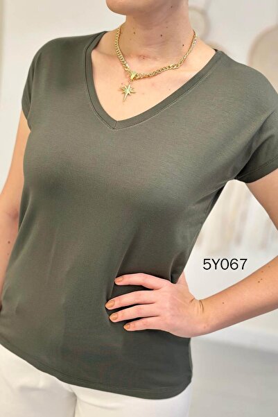 İnce Topuk V-Neck Bamboo Tshirt 5Y067