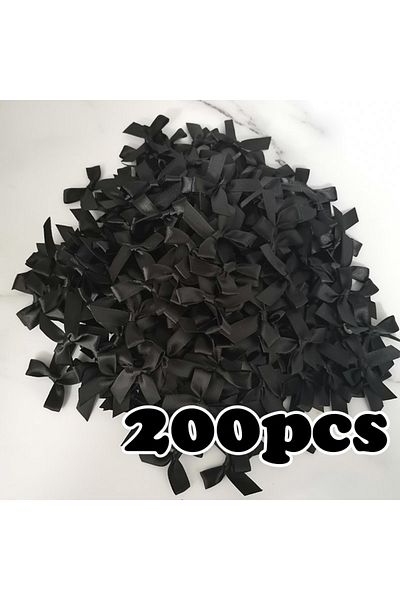 RIBBON HOUSE 4cm Black (200 PCS) Champagne Ribbon Bows Small Size Polyester Satin Ribbons Bow Flower Diy Craft De