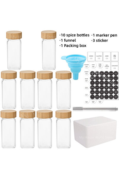 Choice5 10pcs jars set Glass Se Jars with Bamboo Lid Se Seasoning Containers ...