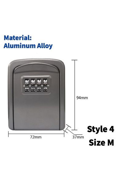 Choice Silver Small One Wall Mount Key Lock Box 4 Digit Password Code Security Lock No Key for Home Office