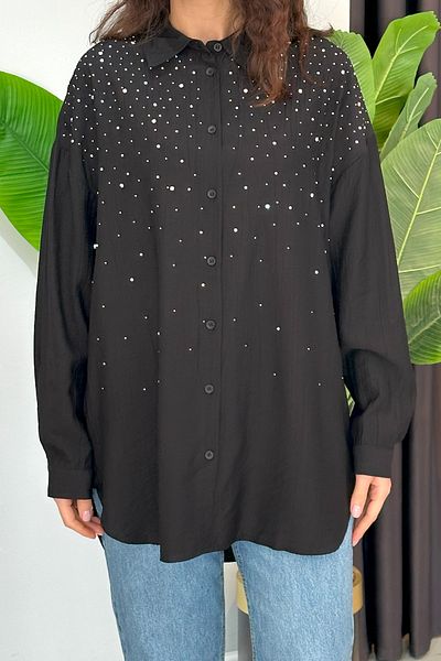 REMSA Stoned Oversize Shirt Black 34818