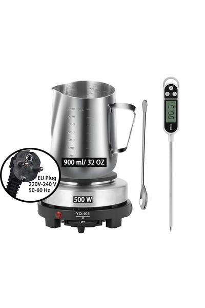 Choice مجموعة أدوات صناعة الشموع اليدوية 5 EU Plus 220V DIY مع لوحة تسخين تذويب الشمع، ومستلزمات صناعة الشموع