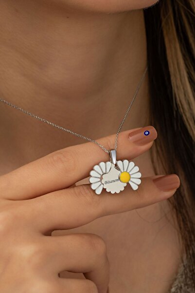 Papatya Silver 925 Ayar Rodyum Kaplama Seni Seviyorum Yazılı Açılan Papatya G...