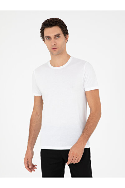 Cacharel Beyaz Bisiklet Yaka Slim Fit Merserize T-shirt 50267666-VR013