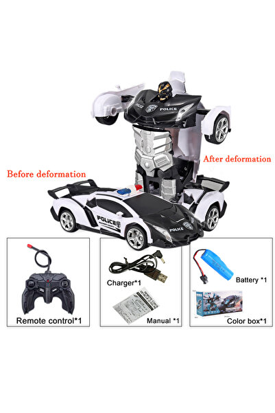 Choice سيارة شرطة سوداء 2 في 1 سيارة كهربائية RC روبوتات التحول بمفتاح واحد سيارة تشوه خارجية عن بعد C