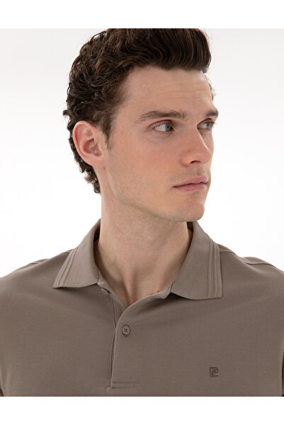 Pierre Cardin Μπλουζάκι με λαιμόκοψη πόλο από 100% βαμβάκι Dark Mink εφαρμοστό 50306448-VR241