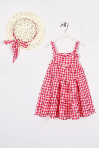 zepkids Fuchsia Color Girl's Dress with Straps and Bow Detail