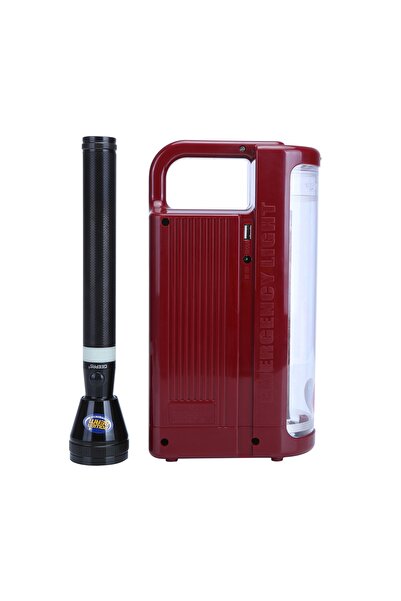 Geepas Rechargeable LED Lantern & 1Pc Torch | Emergency Lantern with Light Dimmer Function