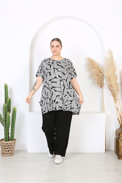 XL Modam Women's Lycra Black Patterned Suit