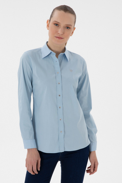 U.S. Polo Assn. Γυναικείο μπλουζάκι με μακρυμάνικο μπλε βασικό 50298112-VR003