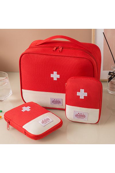 Choice Red 3PCS Large Capacity Medicine Bag Travel Portable Medical Bag Home Medicine Storage Bag Set Porta