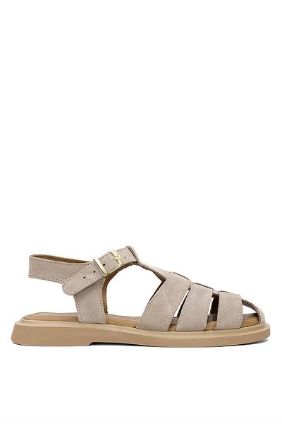 Ayakkabı Fuarı Elit Brk600S Women's Flat Sandals Mink Suede Leather