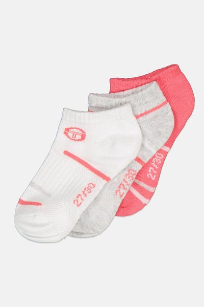 Sergio Tacchini Kids Girl 3 Pair Brand Logo Ankle Socks, White