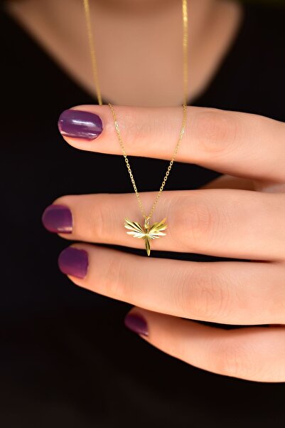 Papatya Silver 925 Ayar Gümüş Altın Kaplama Kristal Kesim Mikail Meleği Kadın Kolye