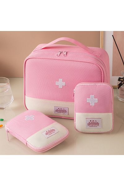 Choice Pink 3PCS Large Capacity Medicine Bag Travel Portable Medical Bag Home Medicine Storage Bag Set Port