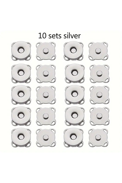 choice2 14mm 10 Sets Silver 10 Sets Magnetic Snap Button Metal Plum Blossom S...