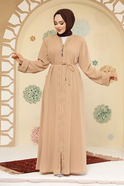 Neva Style Hijab din piele cu fermoar Abaya 45297TEN