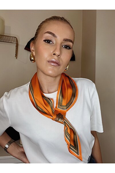 Studioyc Turuncu Kendinden Bağlamalı Şık Fular