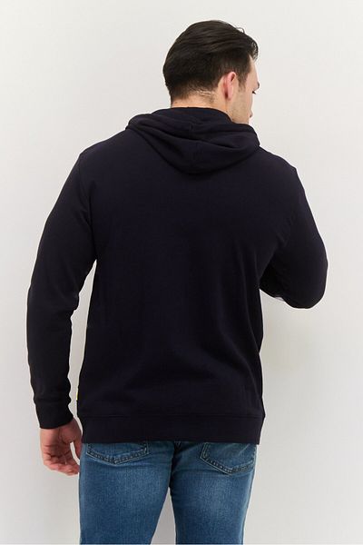 GAZZARRİNİ Men Hooded Graphic Print Long Sleeve Sweatshirt, Dark Navy