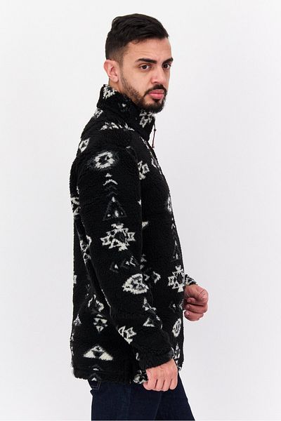 True Grit Men Mock Neck Allover Printed Long Sleeves Sweatshirt, Black