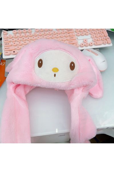 Choice Melody MINISO Winter Soft Plush Hat kawaii Sanrio Hello Kitty Melody Cinnamoroll Kuromi Ear Moving H