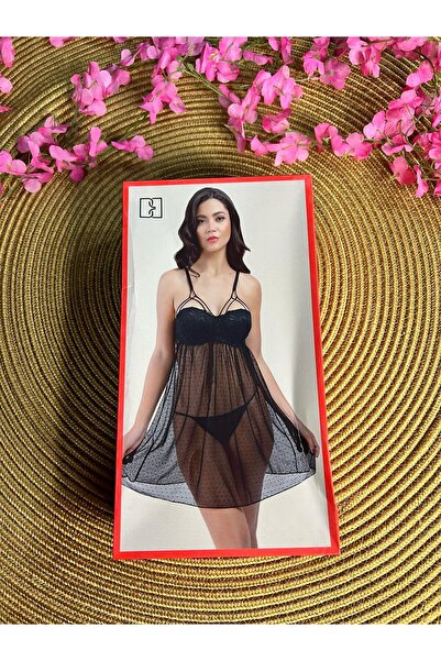 BÜŞRA Dolgulu Gecelik 730 Siyah