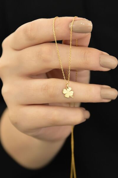 Papatya Silver 925 Ayar Gümüş Altın Kaplama Yonca Kadın Kolye