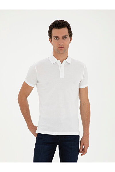 Cacharel White Slim Fit Polo Neck Mercerized T-Shirt 50284772-Vr013