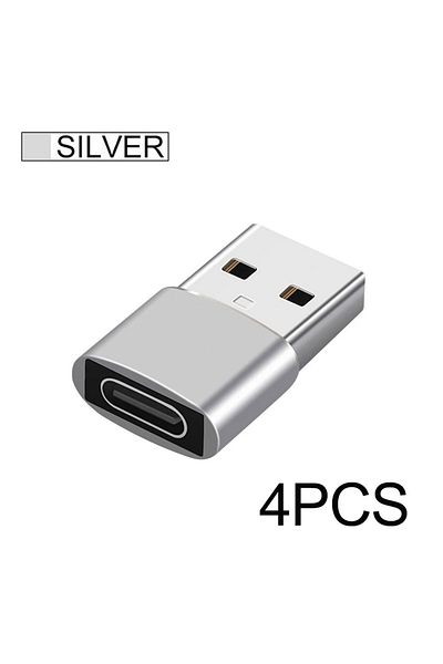 Choice 4 قطع فضية 4 قطع محول USB إلى Type C OTG USB USB-C ذكر إلى Micro USB Type-c أنثى محول لـ