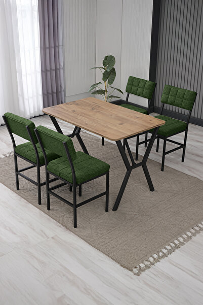 Armens Life Mobilya, Lojistik & Elektronik Ticaret Dubai Mutfak Masa Sandalye Takımı 4 Kişilik Masa Takımı Yemek Odası Masa Takımı Ceviz - Yeşil